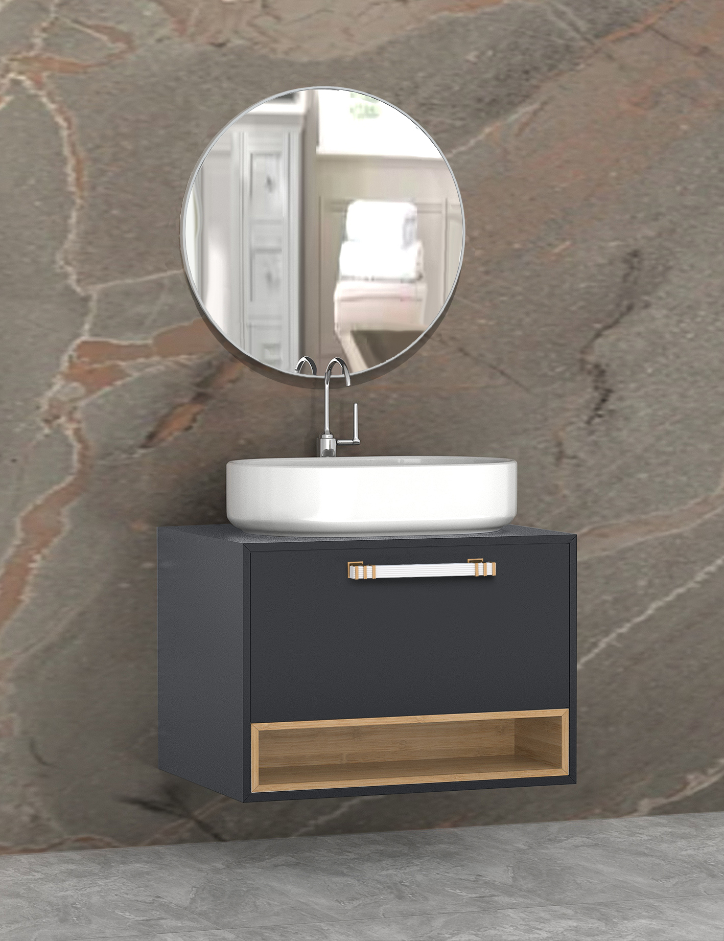206 SETRA Antrasit PVC Banyo Dolabı
