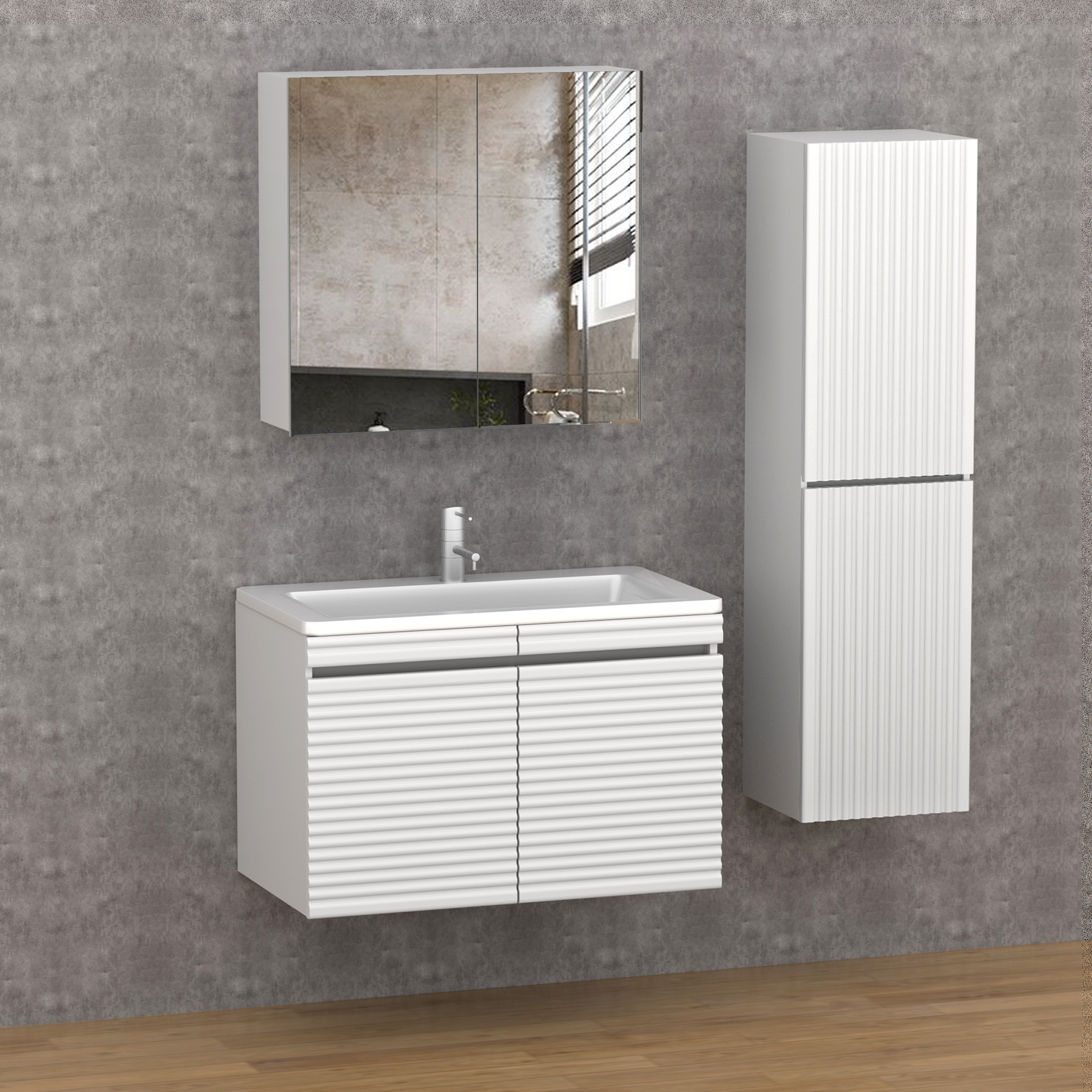 221 FEZA Beyaz PVC Banyo Dolabı