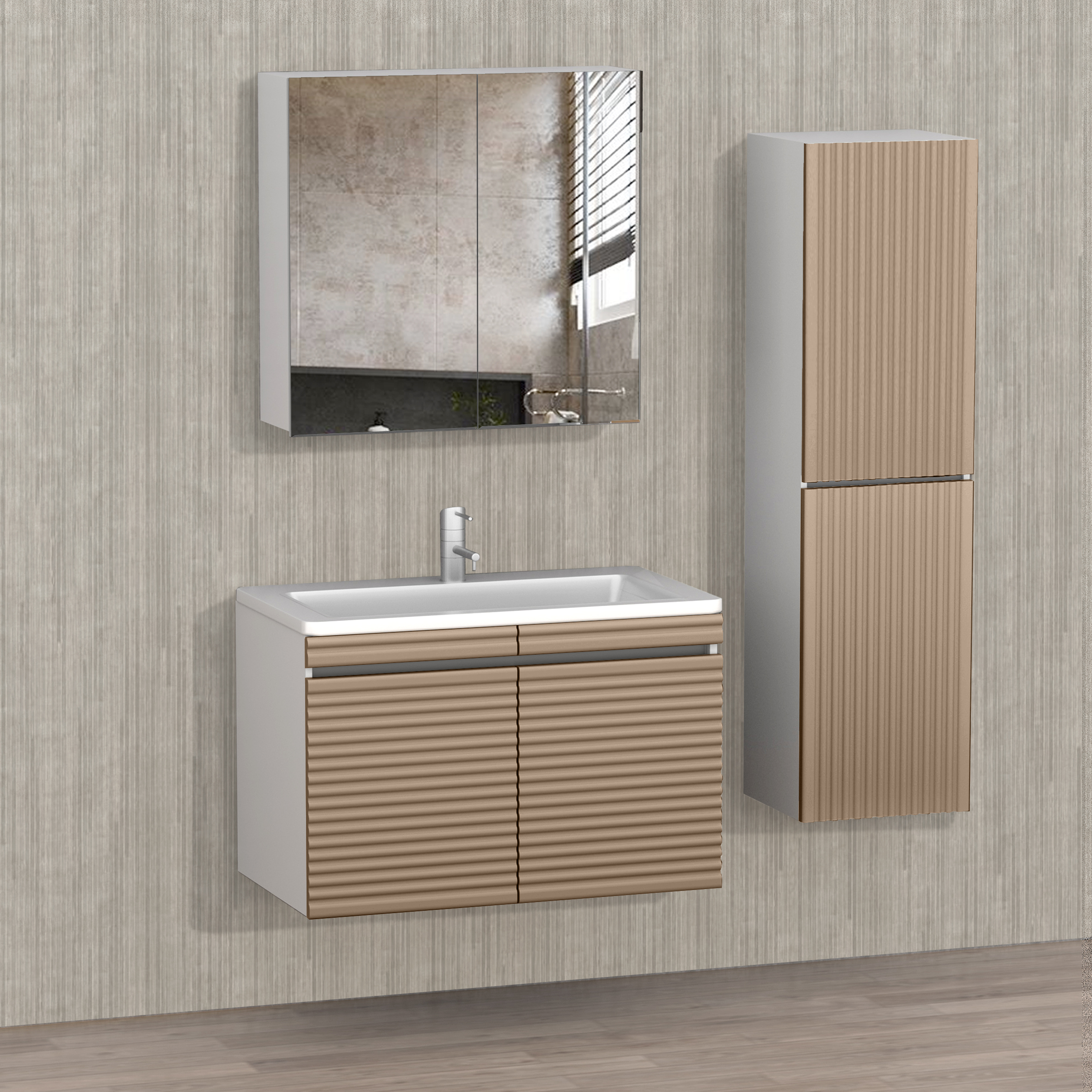 221 FEZA Cappuccino PVC Banyo Dolabı