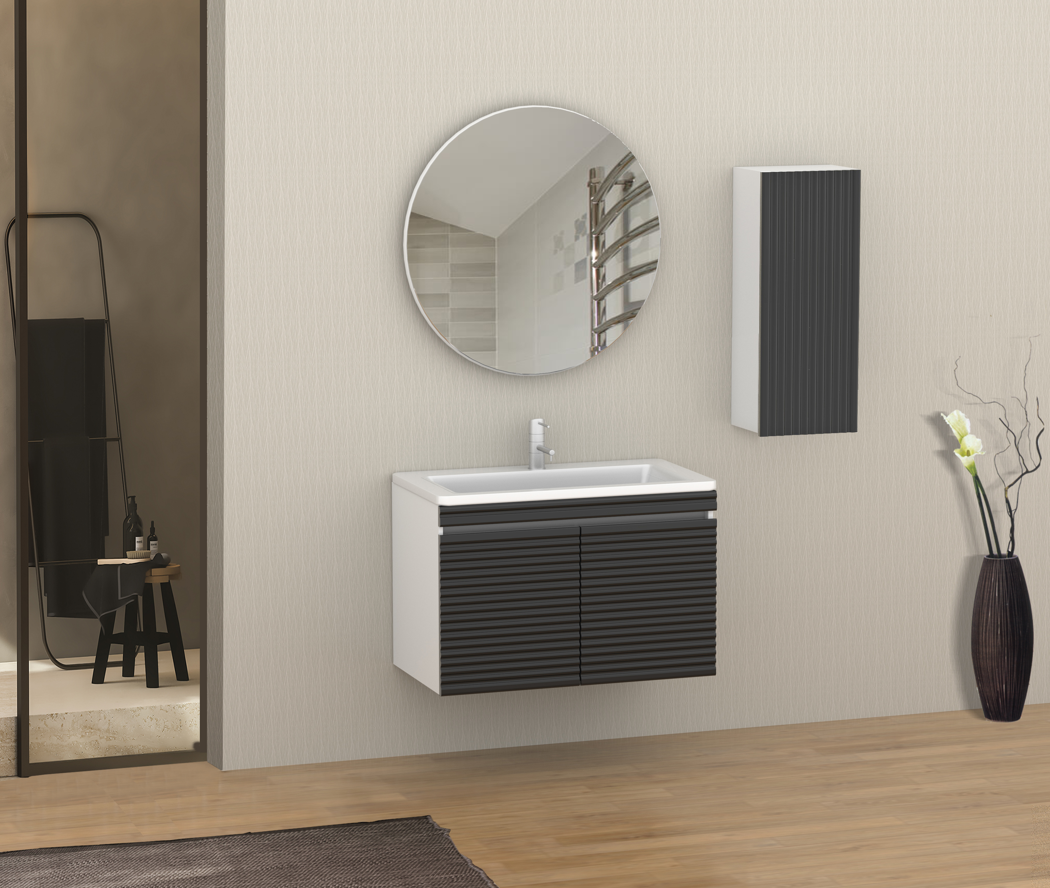 222 SARMAŞIK Antrasit PVC Banyo Dolabı