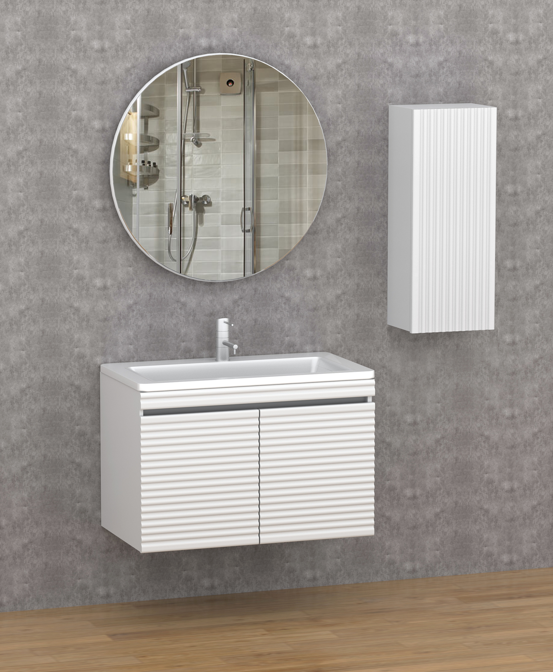 222 SARMAŞIK Beyaz PVC Banyo Dolabı